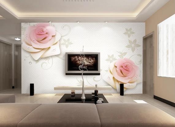 3D Pink Rose Wall Mural Wallpaper 818- Jess Art Decoration
