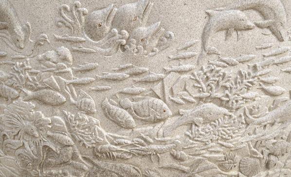 3D Stone Carving Seabed Coral Fish Wall Mural Wallpaper 855- Jess Art Decoration