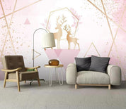 3D Pink Geometric Elk Wall Mural Wallpaper 913- Jess Art Decoration