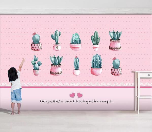 3D Pink Cactus Wall Mural Wallpaper 978- Jess Art Decoration