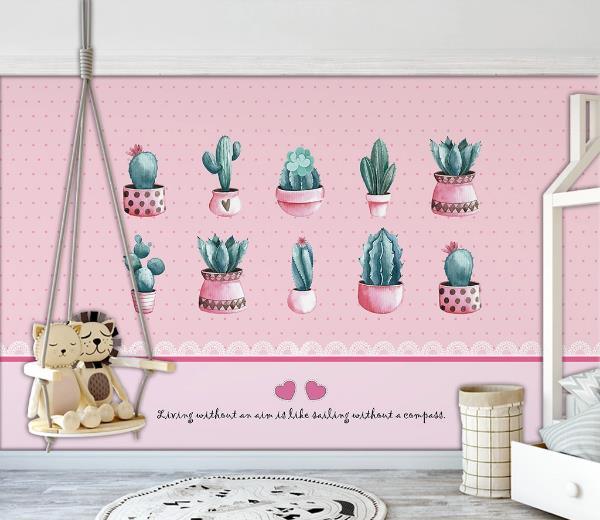 3D Pink Cactus Wall Mural Wallpaper 978- Jess Art Decoration