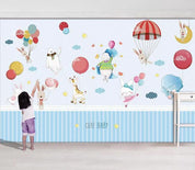 3D Animal Balloon Rabbit Deer Elephant Child Wall Mural Wallpaper 999- Jess Art Decoration
