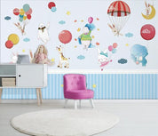3D Animal Balloon Rabbit Deer Elephant Child Wall Mural Wallpaper 999- Jess Art Decoration