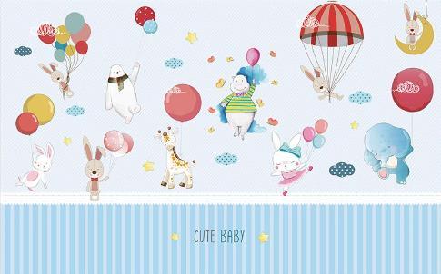 3D Animal Balloon Rabbit Deer Elephant Child Wall Mural Wallpaper 999- Jess Art Decoration