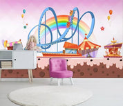 3D Playground Roller Coaster Carousel Wall Mural Wallpaper 1016- Jess Art Decoration
