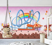 3D Playground Roller Coaster Carousel Wall Mural Wallpaper 1016- Jess Art Decoration