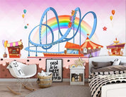 3D Playground Roller Coaster Carousel Wall Mural Wallpaper 1016- Jess Art Decoration