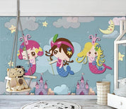 3D Mermaid Castle Moon Child Wall Mural Wallpaper 998- Jess Art Decoration