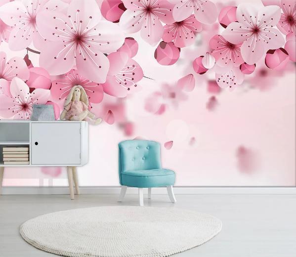 3D Pink Cherry Blossoms Wall Mural Wallpaper 1011- Jess Art Decoration