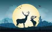 3D Blue Silhouette Elk Wall Mural Wallpaper 1024- Jess Art Decoration