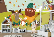 3D Hand Drawn Forest Animal Bear Wall Mural Wallpaper LQH 609- Jess Art Decoration