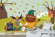 3D Hand Drawn Forest Animal Bear Wall Mural Wallpaper LQH 609- Jess Art Decoration