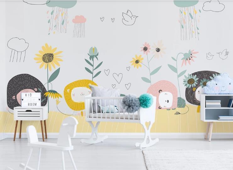 3D Hand Drawn Floral Animal Wall Mural Wallpaper LQH 244- Jess Art Decoration