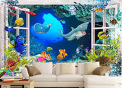 3D Cartoon Underwater World Wall Mural Wallpaper LQH 156- Jess Art Decoration