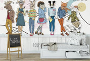 3D Hand Drawn Fashion Animals Wall Mural Wallpaper LQH 173- Jess Art Decoration