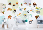 3D Cartoon Animals World Map Wall Mural Wallpaper LQH 270- Jess Art Decoration