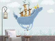 3D Watercolor Animal Unicorn Castle Wall Mural Wallpaper LQH 295- Jess Art Decoration