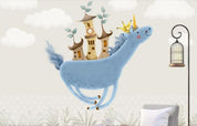 3D Watercolor Animal Unicorn Castle Wall Mural Wallpaper LQH 295- Jess Art Decoration