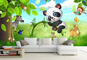 3D Hand Drawn Forest Animal Panda Wall Mural Wallpaper LQH 331- Jess Art Decoration