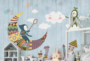 3D Hand Drawn House Moon Monster Wall Mural Wallpaper LQH 366- Jess Art Decoration