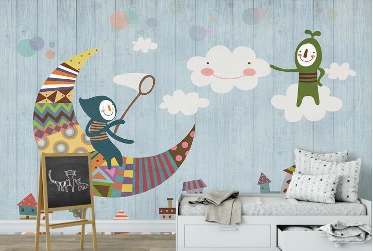 3D Hand Drawn House Moon Monster Wall Mural Wallpaper LQH 366- Jess Art Decoration