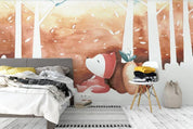 3D Hand Drawn Forest Animal Fox Wall Mural Wallpaper LQH 414- Jess Art Decoration