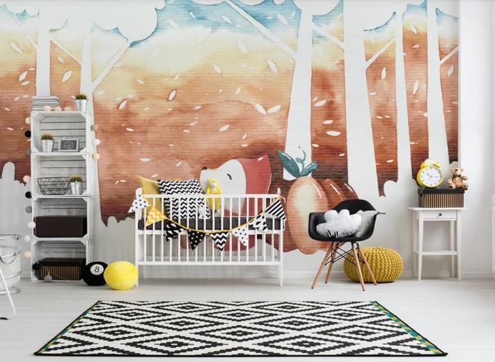 3D Hand Drawn Forest Animal Fox Wall Mural Wallpaper LQH 414- Jess Art Decoration