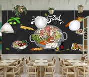 3D Hand-painted Simplicity  Hot Pot Blackboard Mural Wallpaper SWW1280- Jess Art Decoration