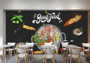 3D Hand-painted Simplicity  Hot Pot Blackboard Mural Wallpaper SWW1280- Jess Art Decoration