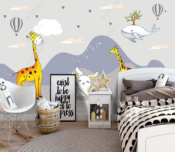 3D Northern Europe Hand-painted Cartoon  Animal Giraffe Wall Mural Wallpaper SWW1320- Jess Art Decoration