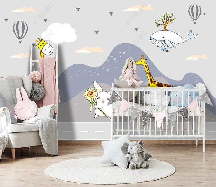 3D Northern Europe Hand-painted Cartoon  Animal Giraffe Wall Mural Wallpaper SWW1320- Jess Art Decoration