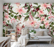 3D Northern Europe Hand-painted  Flowers Fresh White Wall Mural Wallpaper SWW1405- Jess Art Decoration