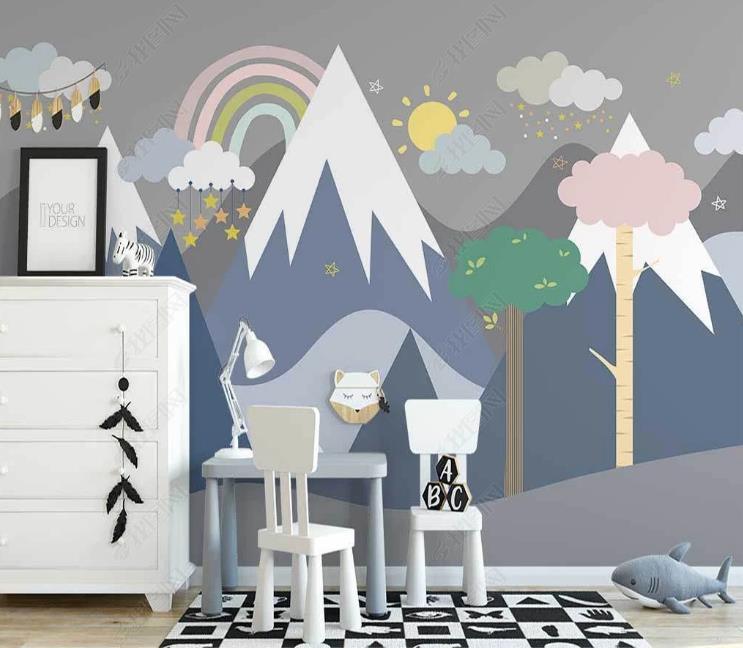 3D Northern Europe Hand-painted Snow Mountain Sky Rainbow Wall Mural Wallpaper SWW1415- Jess Art Decoration