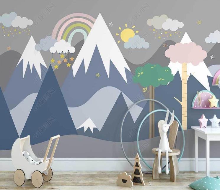 3D Northern Europe Hand-painted Snow Mountain Sky Rainbow Wall Mural Wallpaper SWW1415- Jess Art Decoration