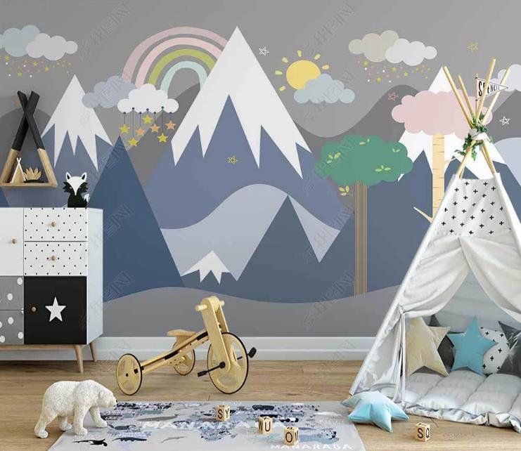 3D Northern Europe Hand-painted Snow Mountain Sky Rainbow Wall Mural Wallpaper SWW1415- Jess Art Decoration