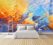 3D Modern Abstract Oil Painting Graffiti Art Orange Blue Wall Mural Wallpaper SWW1427- Jess Art Decoration