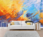 3D Modern Abstract Oil Painting Graffiti Art Orange Blue Wall Mural Wallpaper SWW1427- Jess Art Decoration