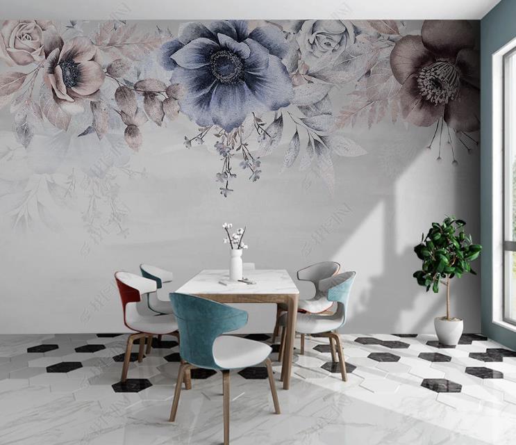 3D Northern Europe Hand-painted Floral Fresh Wall Mural Wallpaper SWW1437- Jess Art Decoration