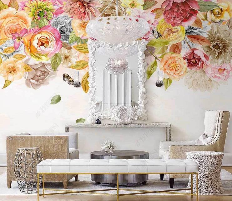 3D Northern Europe Hand-painted Pastoral Floral Fresh Wall Mural Wallpaper SWW1493- Jess Art Decoration
