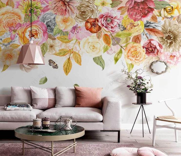 3D Northern Europe Hand-painted Pastoral Floral Fresh Wall Mural Wallpaper SWW1493- Jess Art Decoration