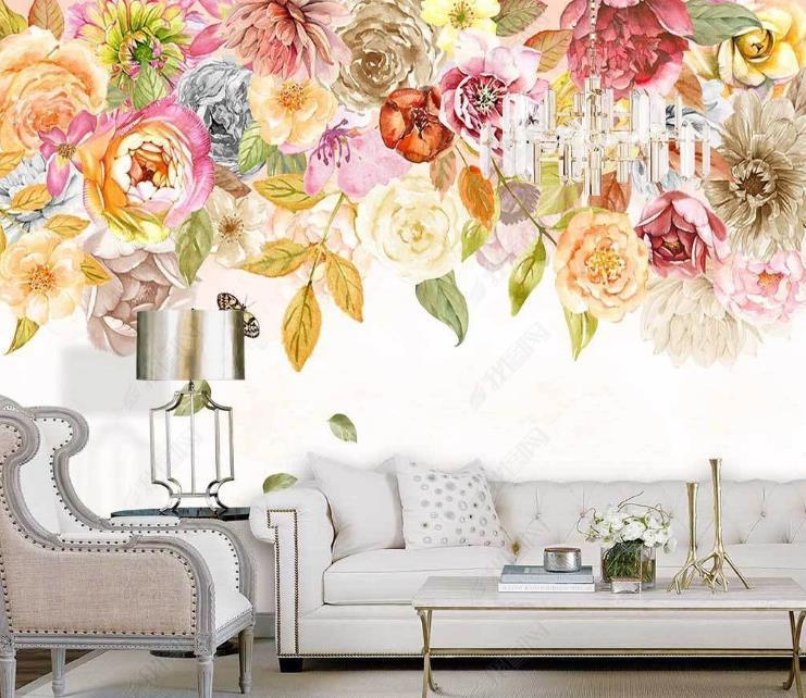 3D Northern Europe Hand-painted Pastoral Floral Fresh Wall Mural Wallpaper SWW1493- Jess Art Decoration