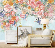 3D Northern Europe Hand-painted Pastoral Flower Retro Wall Mural Wallpaper SWW1553- Jess Art Decoration