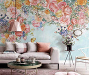 3D Northern Europe Hand-painted Pastoral Flower Retro Wall Mural Wallpaper SWW1553- Jess Art Decoration