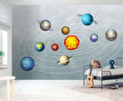 3D Northern Europe Hand-painted Cartoon Universe Planet Track Wall Mural Wallpaper SWW1590- Jess Art Decoration