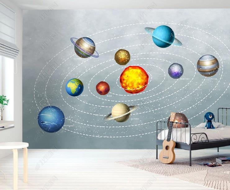 3D Northern Europe Hand-painted Cartoon Universe Planet Track Wall Mural Wallpaper SWW1590- Jess Art Decoration