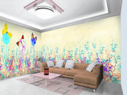 3D Hand-painted Butterfly Floral Color Wall Mural Wallpaper SWW2207- Jess Art Decoration