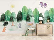 3D Northern Europe Hand-painted Forest Animal Wall Mural Wallpaper SWW2162- Jess Art Decoration