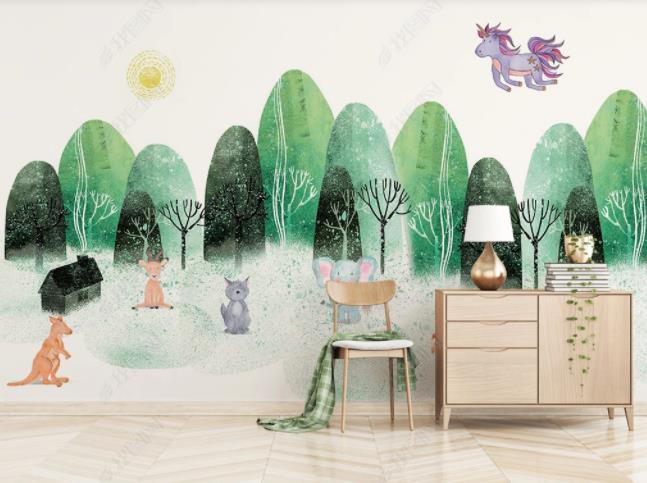 3D Northern Europe Hand-painted Forest Animal Wall Mural Wallpaper SWW2162- Jess Art Decoration