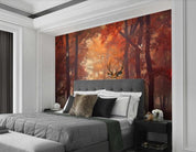 3D Hand-painted Red Maple Woods Elk Wall Mural Wallpaper SWW2221- Jess Art Decoration