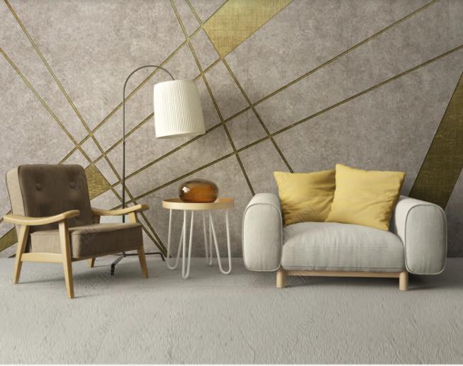 3D Northern Europe Modern Simplicity Geometry Golden Lines Wall Mural Wallpaper SWW2140- Jess Art Decoration